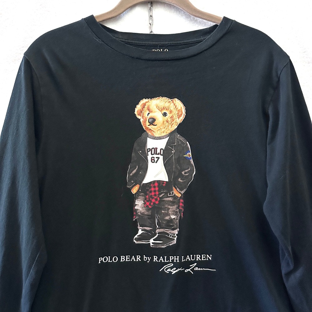 Polo Ralph Lauren Kids M 10-12 Polo Bear Biker Jacket 67 Long Sleeve T-Shirt